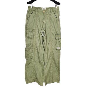 BDG Jeans Baggy Cargo Pants Women's M Green Cotton Elastic-Waist Retro Y2K